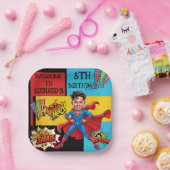 Assiettes En Carton Caricature comique Superhero (Fête)