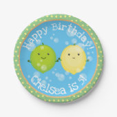 Assiettes En Carton Caricature d'amis lime de citron vert mignon (Devant)