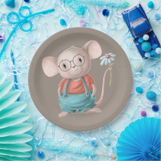 Assiettes En Carton Caricature d'animal mignon de souris (Fête)