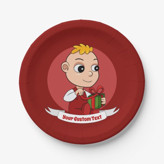 Assiettes En Carton Caricature de bébé Noël mignonne Plaques en papier (Devant)