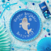 Assiettes En Carton Caricature de bulles de narval joyeux (Fête)