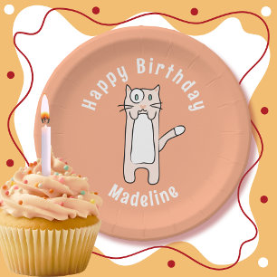 Assiettes En Carton Caricature de chat Cute Kawaii Fun Anniversaire pe