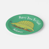 Assiettes En Carton Caricature de Dimetrodon pour dinosaure vert (Angle)