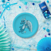 Assiettes En Carton Caricature de dragon bleu (Fête)