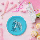 Assiettes En Carton Caricature de dragon bleu (Fête)