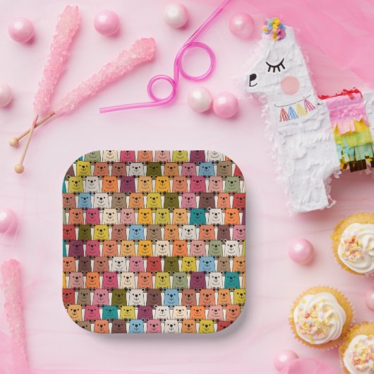 Assiettes En Carton Caricature de l'ours en peluche (Fête)