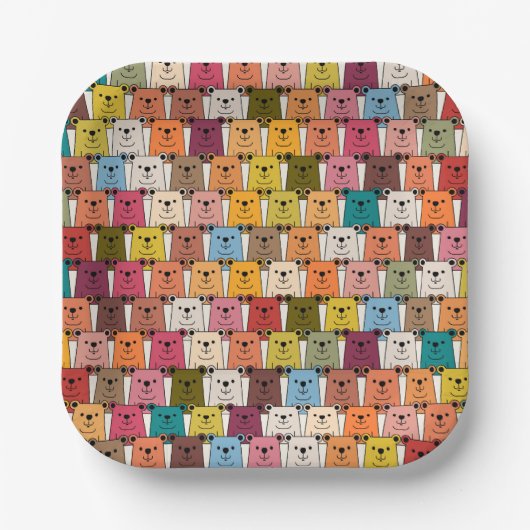 Assiettes En Carton Caricature de l'ours en peluche (Recto)