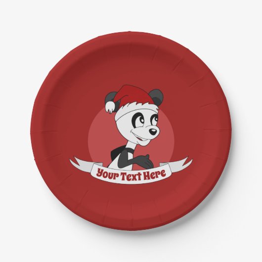 Assiettes En Carton Caricature de Noël avec plaque en papier de panda (Devant)
