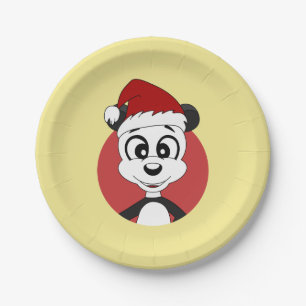 Assiettes En Carton Caricature de Noël avec plaque en papier de panda