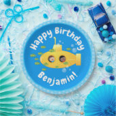 Assiettes En Carton Caricature de poisson sous-marin jaune mignon (Fête)