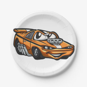 Assiettes En Carton Caricature de voiture de muscle classique - Choisi