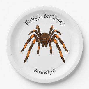 Assiettes En Carton Caricature déplaisante de tarantule brun et orange