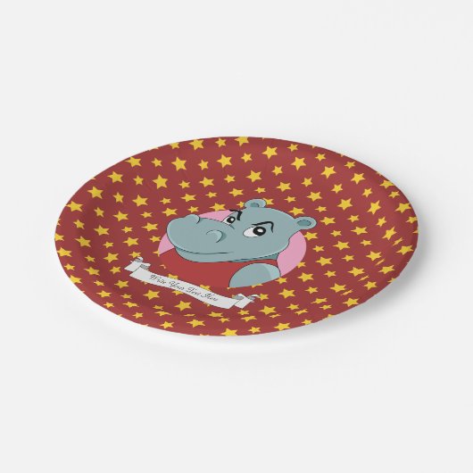 Assiettes En Carton Caricature d'hippopotame (Angle)