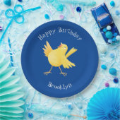 Assiettes En Carton Caricature d'oiseau canari jaune chantant mignon (Fête)