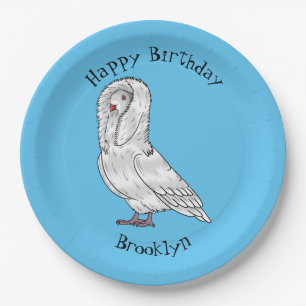 Assiettes En Carton Caricature d'oiseau pigeon Jacobin