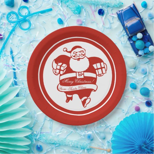 Assiettes En Carton Caricature du Père Noël Rouge Noël (Fête)