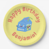 Assiettes En Carton Caricature en carton de lait joyeux (Devant)