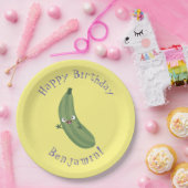 Assiettes En Carton Caricature joyeux de courgettes mignonnes (Fête)