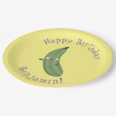 Assiettes En Carton Caricature joyeux de courgettes mignonnes (Angle)