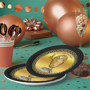 Assiettes En Carton caricature personnage pomme de terre aux grands ye