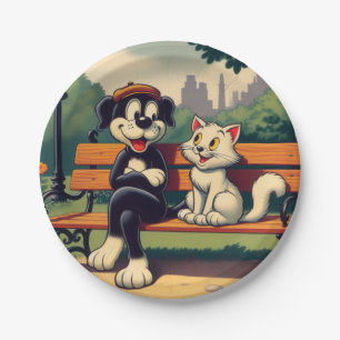 Assiettes En Carton Caricature vintage pour chien/chat
