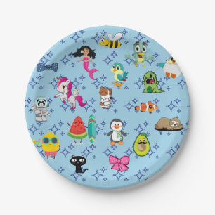Assiettes En Carton Caricatures scintillent mignons dessins animés pou