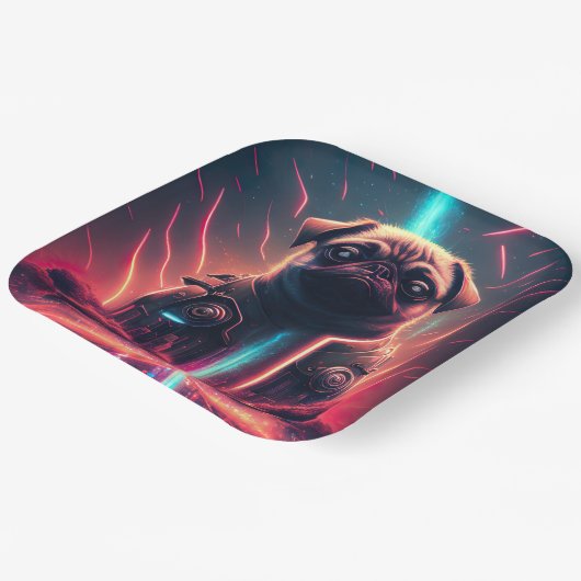 Assiettes En Carton Carlin adorable en costume robotique futuriste (Angulaire)