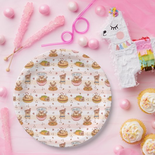 Assiettes En Carton Carlin Bon Appetit Hamburger Taco Food (Fête)