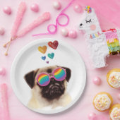 Assiettes En Carton Carlin Chien avec Coeurs Saint-Valentin (Fête)