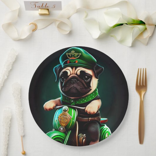 Assiettes En Carton Carlin Chien Conduite Vélo St. Patrick's Day (Mariage)