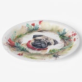 Assiettes En Carton Carlin Noël Wreath Festive Pup (Angle)