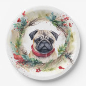 Assiettes En Carton Carlin Noël Wreath Festive Pup (Devant)