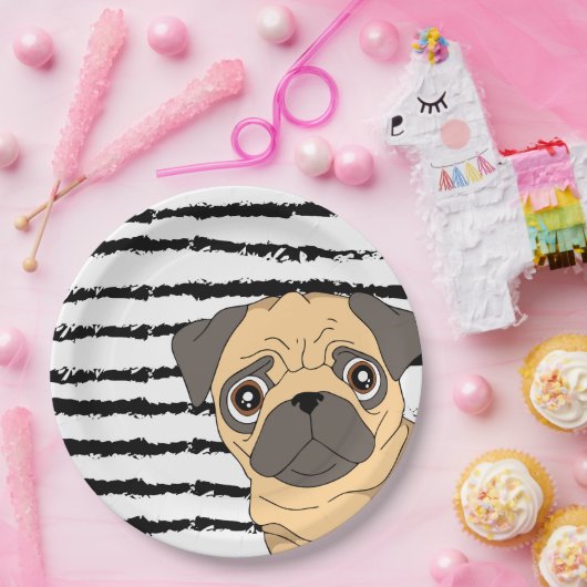 Assiettes En Carton Carlin noir blanc motif design (Fête)