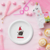 Assiettes En Carton Carlin noir mignon à Noël Santa Hat (Fête)