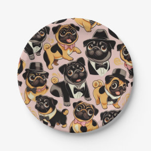 Assiettes En Carton Carlin sans couture Retro