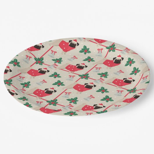 Assiettes En Carton Carlins de Noël amusants (Angle)