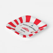 Assiettes En Carton Carnaval de cirque blanc et rouge (Angulaire)