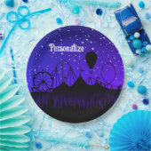 Assiettes En Carton Carnaval nuit été équitation noir bleu (Fête)