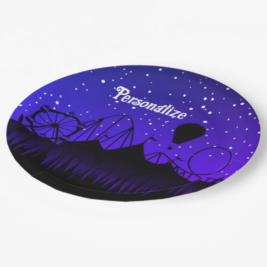 Assiettes En Carton Carnaval nuit été équitation noir bleu (Angle)