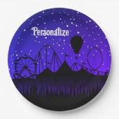 Assiettes En Carton Carnaval nuit été équitation noir bleu (Devant)