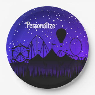 Assiettes En Carton Carnaval nuit été équitation noir bleu