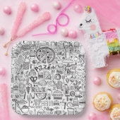 Assiettes En Carton Carnet de doodles alimentaires (Fête)