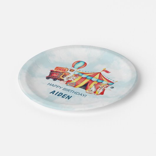 Assiettes En Carton Carnival Cirque Big Top Blue Anniversaire (Angle)