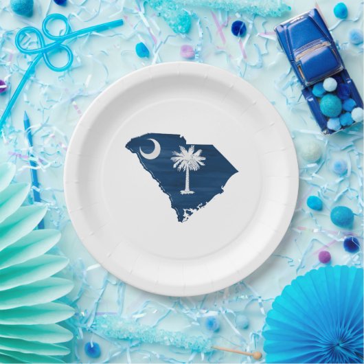 Assiettes En Carton Carolina flag and map (Fête)