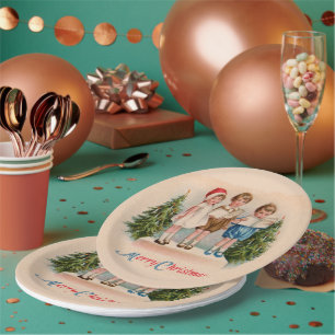 Assiettes En Carton Caroling Kids Plaques de papier de Noël