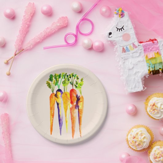 Assiettes En Carton Carottes aquarelles légumes mignons (Fête)