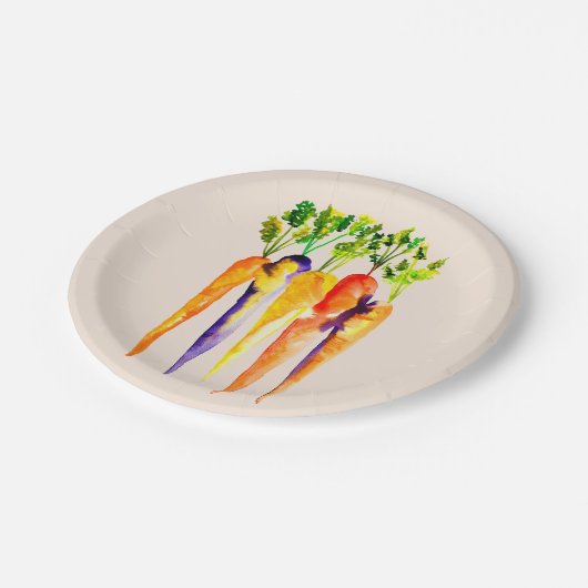 Assiettes En Carton Carottes aquarelles légumes mignons (Angle)