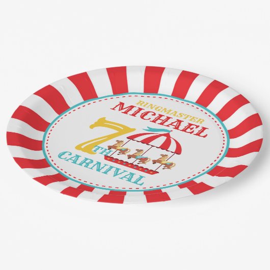 Assiettes En Carton Carousel Cirque Carnaval Plaques de fête d'anniver (Angle)