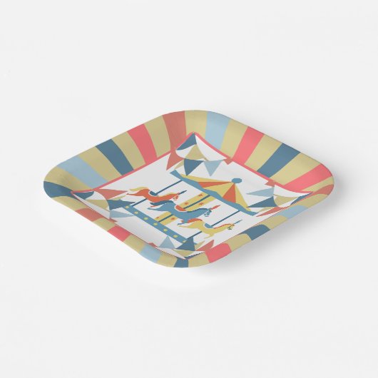 Assiettes En Carton Carousel Cirque Plaques d'anniversaire (Angulaire)