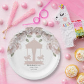 Assiettes En Carton Carousel Floral Rose doux Personnalisé
